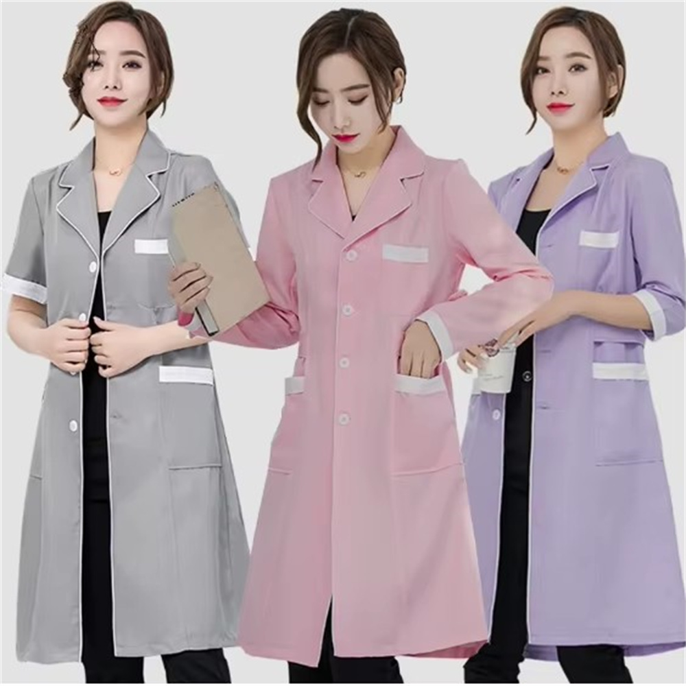 Lab Coat Medical - Wysokiej jakości szary, jednolity kolor, smukły,